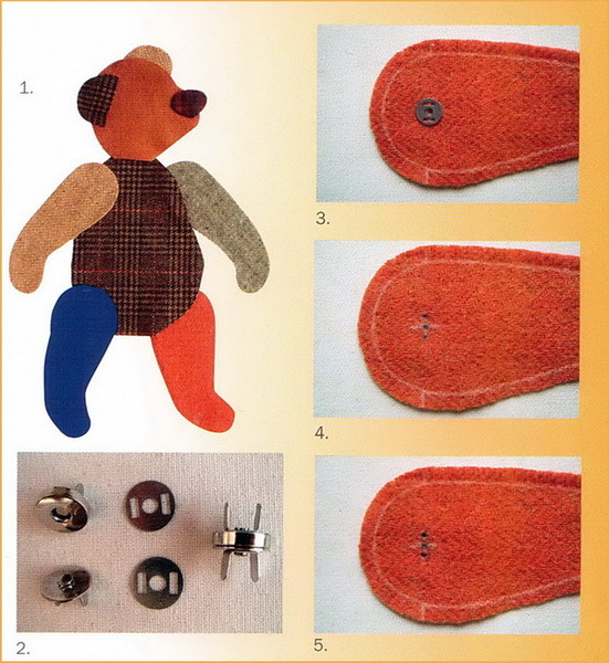 Крепление ножек и ручек медвежонка Тедди