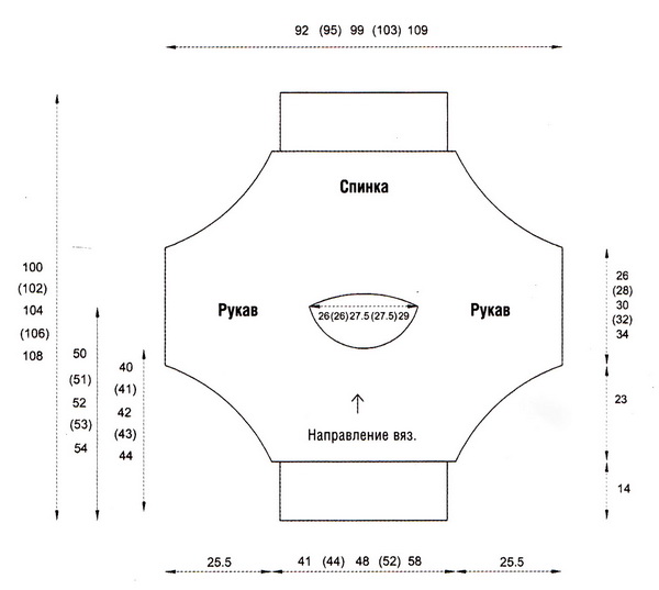 Выкройка полувера из ленточной пряжи
